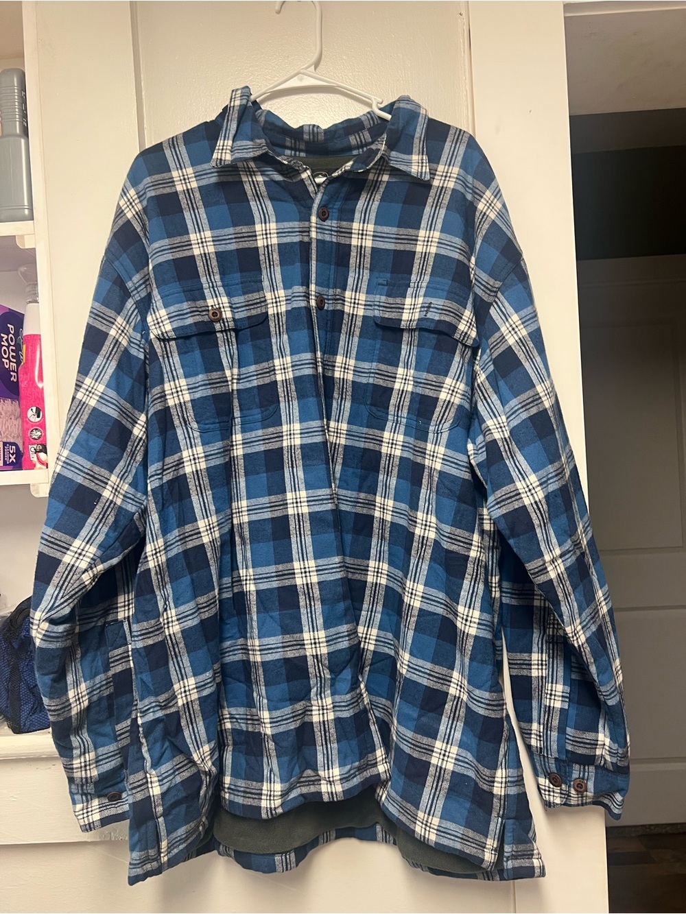 RedHead Blue and White Plaid Button-Down Shirt